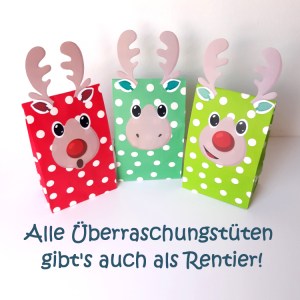 Alle Überraschungstüten gibt es auch als Rentier!